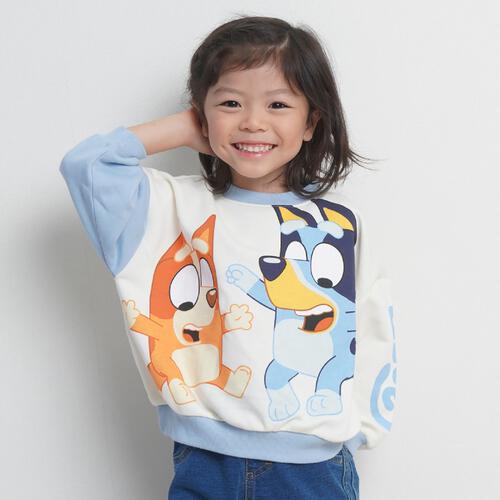 ブルーイ 裏毛袖カラートレーナー サックス&times;90cm