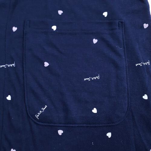 Petit jouet for maternity  プティジョエット 長袖テーラーパジャマ 腹巻レギンス スムース ハート柄(ネイビー×L-LL)