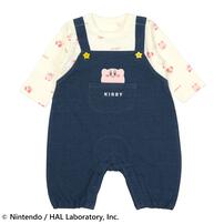 星のカービィ 長袖カバーオール サロペット風 総柄 ネイビー×80cm ベビーザらス限定