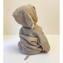 【ベビー×ペットコレクション】長袖フード付きボディスーツ ボア耳付き 裏毛 犬 70-80cm