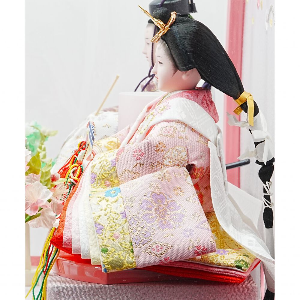 雛人形】ケース親王飾り「雪輪牡丹桜丸形アクリル」（322913）ベビーザ