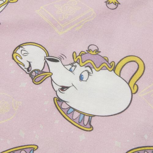 ディズニー 半袖ボディスーツ 総柄 ポット婦人＆チップ ピンク&times;70cm