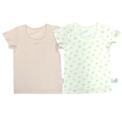 2枚組半袖シャツ肌着メッシュニット 花 ピンク&times;95cm ベビーザらス限定