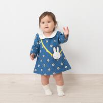 miffy ミッフィー 長袖ロンパース サコッシュ付き ブルー×80cm ベビーザらス限定