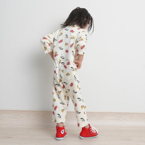 【TOMICA kie_158さんプロデュース】TOMICA トミカ つなぎ オーバーオール ホワイト×100cm