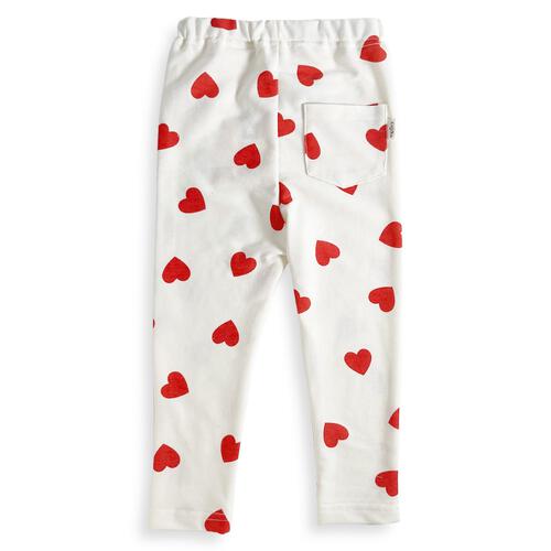 COJIKA 10分丈デイリーパンツ ハート柄 ミニ裏毛(ナチュラル&times;90ｃｍ)