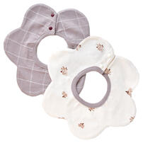 360度スタイ 2枚組 花×グラフチェック (ブラウン×フリー) ベビーザらス限定