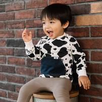 BUDDYLEE 長袖トレーナー ガーゼ裏毛 牛柄 ホワイト×90cm ベビーザらス限定