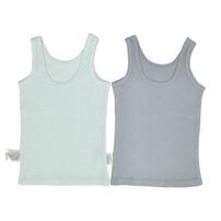 2枚組みえない袖なしシャツ肌着 テレコ パステルブルー&times;100cm ベビーザらス限定