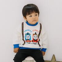 THOMAS トーマス 長袖デイリートレーナー 起毛 サスペンダー風 ホワイト×90cm ベビーザらス限定