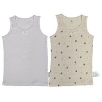 ２枚組フライス袖なしシャツ肌着 ドット&times;いちご ピンク&times;90cm