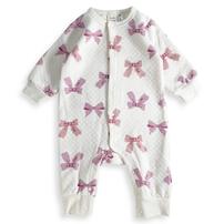 長袖カバーオール ニットキルト リボン柄 アイボリー×70cm ベビーザらス限定