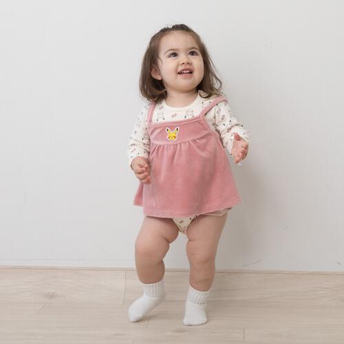 monpoke モンポケ 長袖ロンパース キャミワンピ付きピンク×70cm ベビーザらス限定