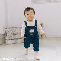 星のカービィ 長袖カバーオール サロペット風 総柄 ネイビー×80cm ベビーザらス限定