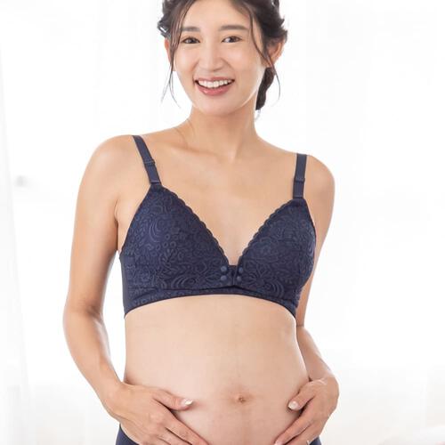 犬印×くみっきー フロントオープンレース 授乳ブラ(ネイビー×M)