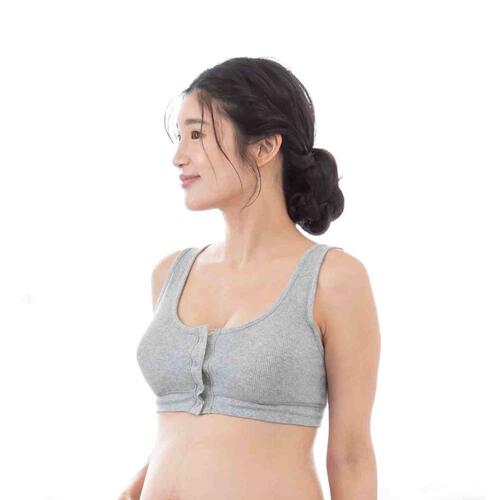 綿100％肌にやさしいリブハーフトップ(グレー×M)