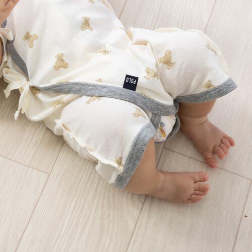 POLO BCS 2枚組 新生児肌着 コンビ ロゴクマ オフホワイト&times;50-60cm