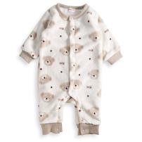 長袖カバーオール フリース クマ柄 ベージュ×80cm