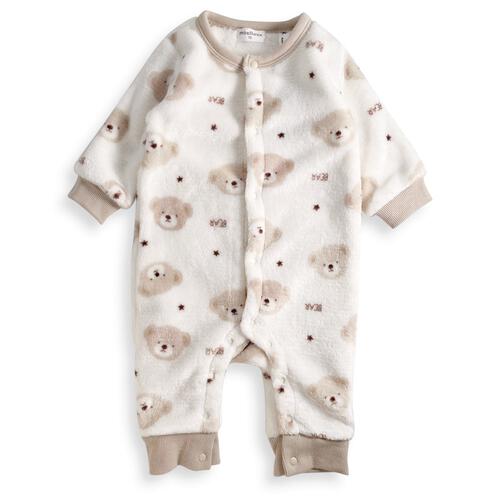 長袖カバーオール フリース クマ柄 ベージュ×80cm