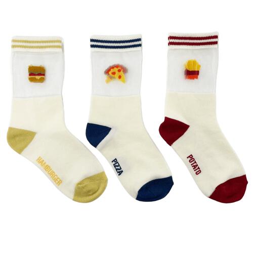 3Pシースルージャンクフード柄クルーソックス 9-20cm ベビーザらス限定