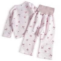 長袖腹巻付きパジャマ　エアニット　リボン柄(リボン&times;80cm)