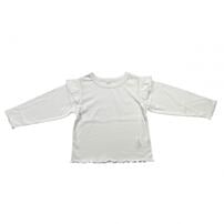 sophitica 天竺 肩フリル 長袖デイリーTシャツ(ホワイト&times;90cm)