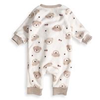 長袖カバーオール フリース クマ柄 ベージュ×80cm