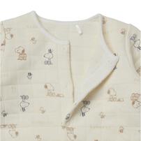 SNOOPY 長袖フィットオール マスコット付き 格子キルト 総柄 スヌーピー ナチュラル×50-60cm ベビーザらス限定