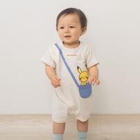  monpoke モンポケ 半袖ロンパース ポシェット付き風 ナチュラル&times;80cm 