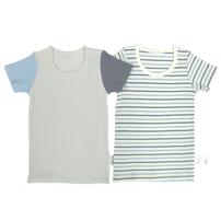 半袖シャツ肌着 2枚組 リブボーダー グレー&times;95cmベビーザらス限定