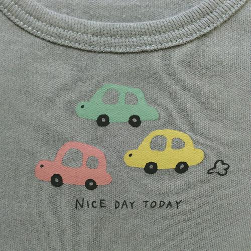 長袖シャツ肌着2枚組 スムス 車(グレー&times;90cm)