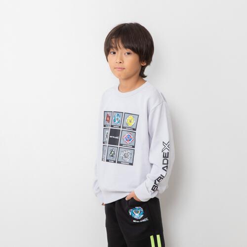 BEYBLADE X 長袖トレーナー 図鑑アート ベイブレード エックス グレー&times;140cm