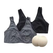 ハーフトップ リブ編み ２枚組 チャコール×L MU