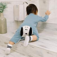 SNOOPY 長袖カバーオール おしり顔 スヌーピー ブルー×80cm ベビーザらス限定