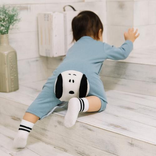 SNOOPY 長袖カバーオール おしり顔 スヌーピー ブルー×80cm ベビーザらス限定