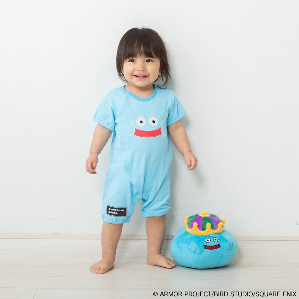 コウ　ミレーユ抜き　キングスライム➕ ドラクエベビー＆キッズ 半袖フィットオール キングスライム(ブルー×60