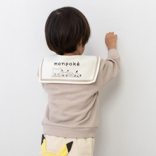 monpoke モンポケ トレーナー 衿付き ピカチュウ ブラウン&times;80cm