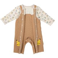 monpoke モンポケ 長袖ロンパース サロペット型 ミディアムベージュ×70cm