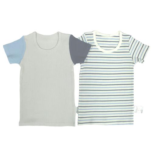 半袖シャツ肌着 2枚組 リブボーダー グレー×90cm ベビーザらス限定