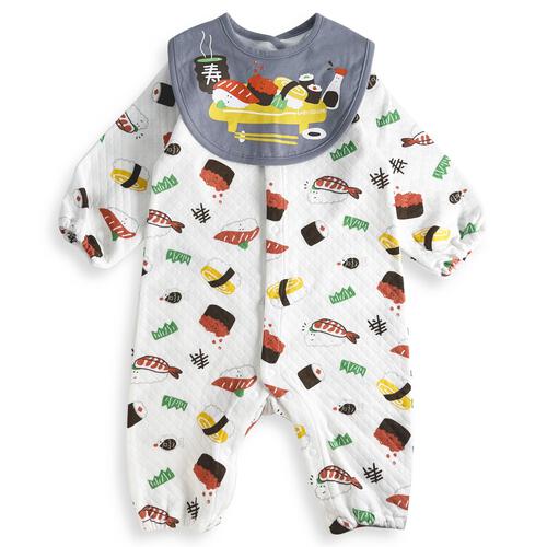 長袖ロンパス スタイツキ ニットキルト お寿司 ネイビー×70-80cm ベビーザらス限定