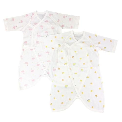 コンビ肌着 スワン×レモン柄 2枚組(ホワイト×50-70cm) ベビーザらス限定