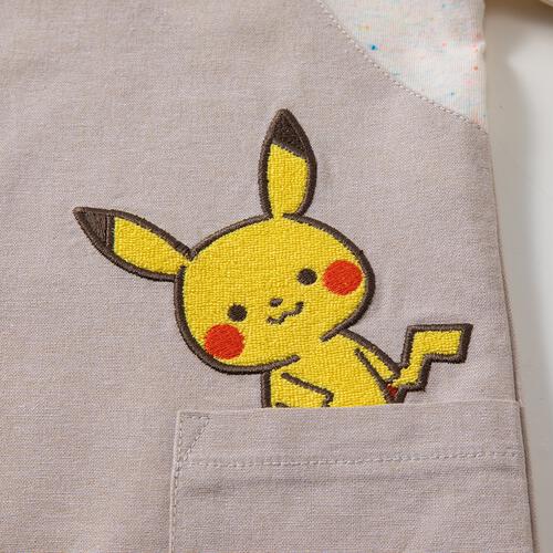 monpoke モンポケ半袖ロンパース サロペット型 ベージュ&times;80cm