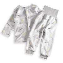 長袖腹巻パジャマ フリース 雲柄 グレー×95cm