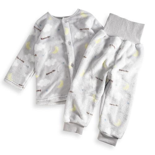 長袖腹巻パジャマ フリース 雲柄 グレー×95cm