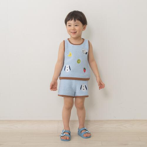 SNOOPY スヌーピー タンクトップ クロシェニット ライトブルー&times;90cm ベビーザらス限定