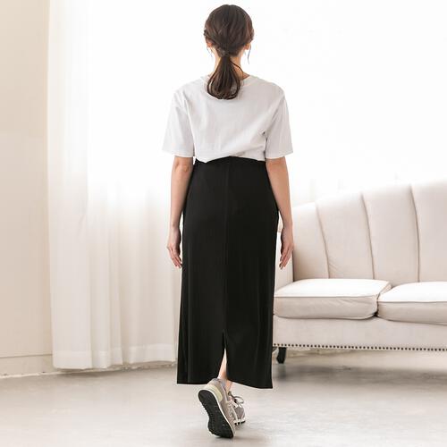 ランダムテレコマキシスカート ブラック×M-L