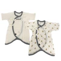 POLO BCS 2枚組 新生児肌着 コンビ ロゴクマ オフホワイト&times;50-60cm