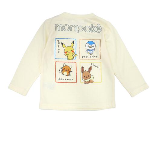 monpoke モンポケ 長袖Ｔシャツ シリコンワッペン(ナチュラル×90cm)