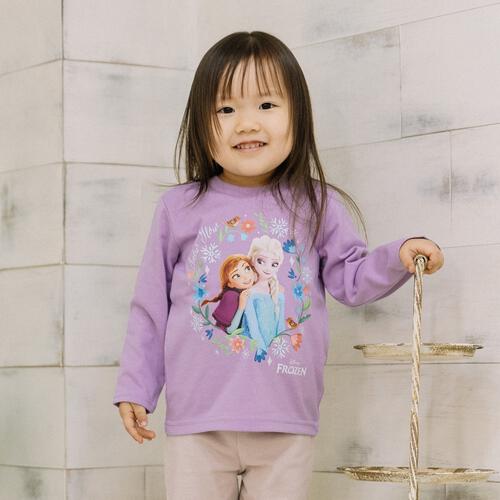 Disney ディズニー アナと雪の女王 長袖Tシャツ 天竺 パープル×95cm ベビーザらス限定