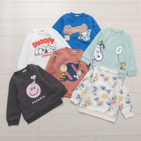 SNOOPY スヌーピー 長袖デイリートレーナー 起毛 スマイル(チャコール&times;80cm)